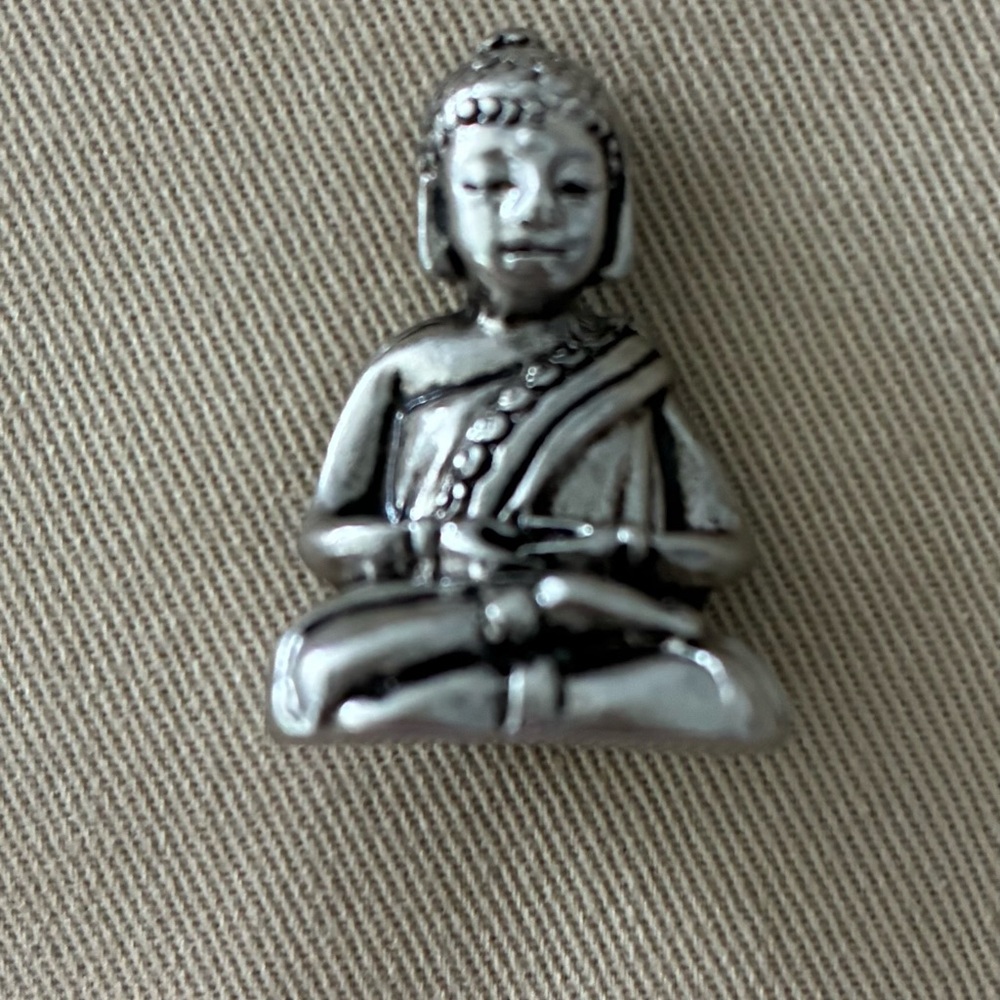 Silver Tone Buddha 1" high